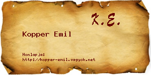 Kopper Emil névjegykártya